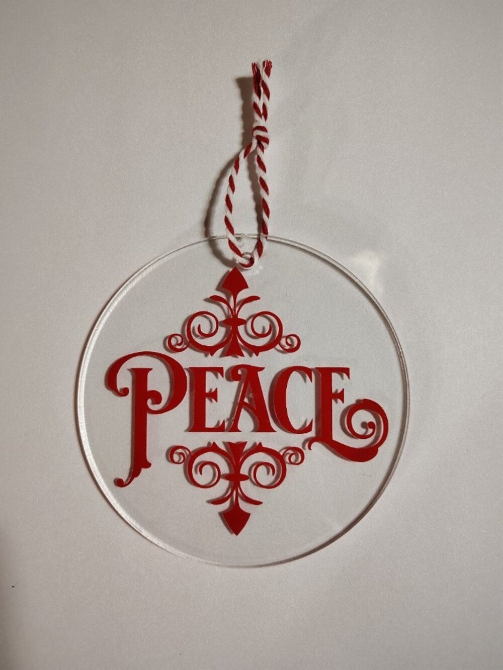 Handmade Vinyl Acrylic Christmas Ornament 4.5" (Peace)
